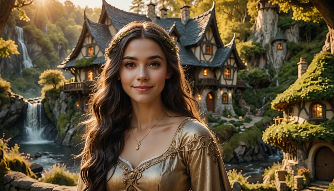 Enchanting Princess Portrait in a Dreamy Landscape
