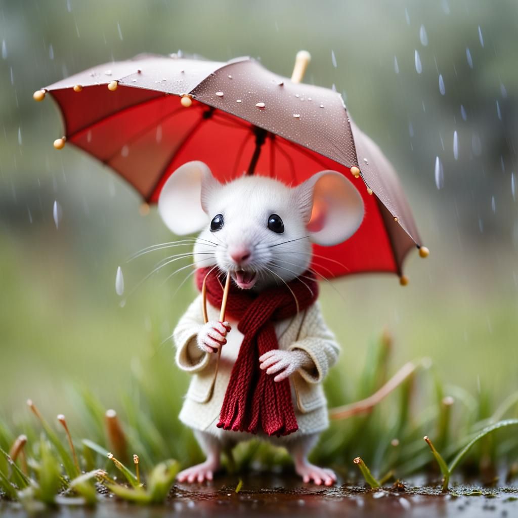 Adorable Mouse Brings Rainy Day Cheer in Tilt Shift Macro Ph...