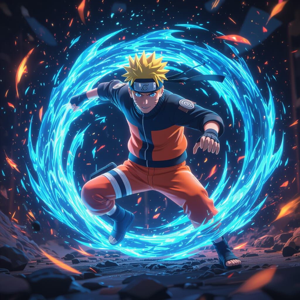 Naruto Aura Dynamic Action Pose 3D Anime Style