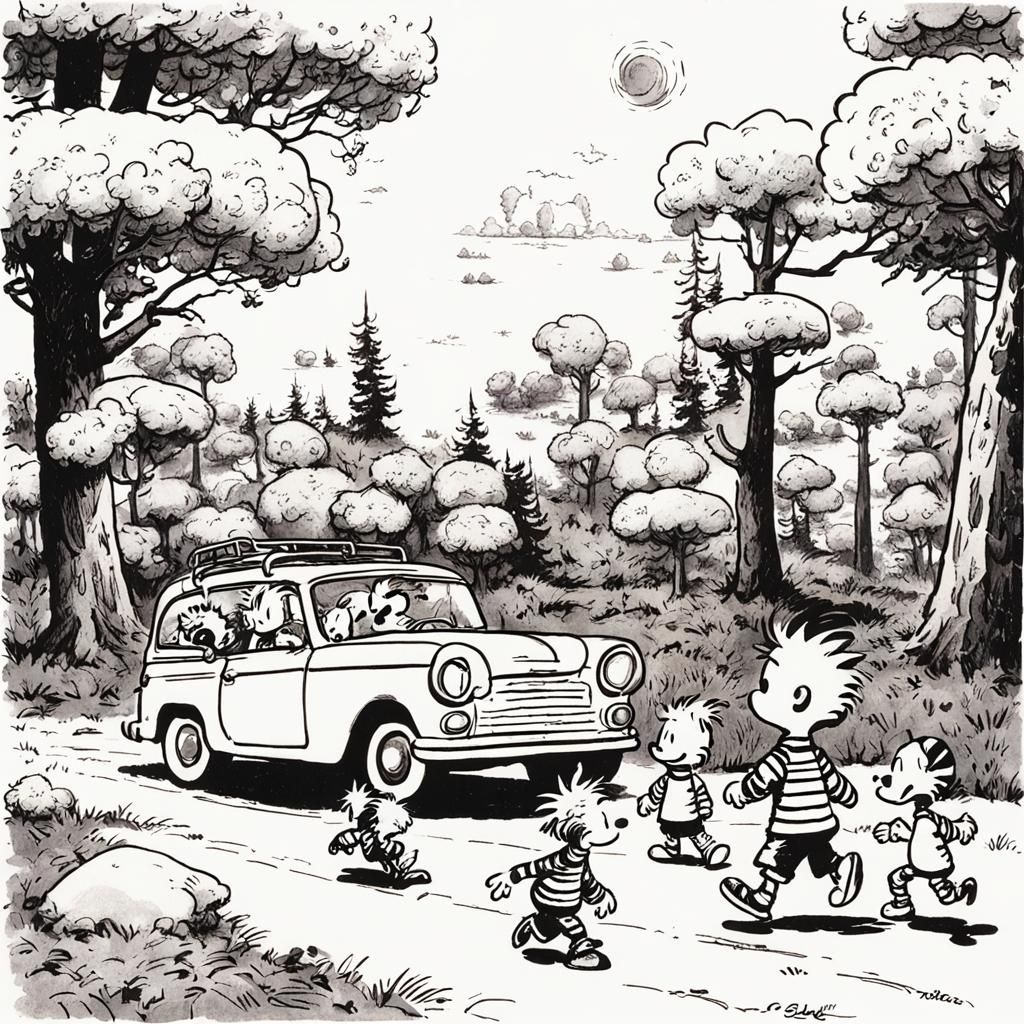 Calvin and Hobbes Style Comic Scene