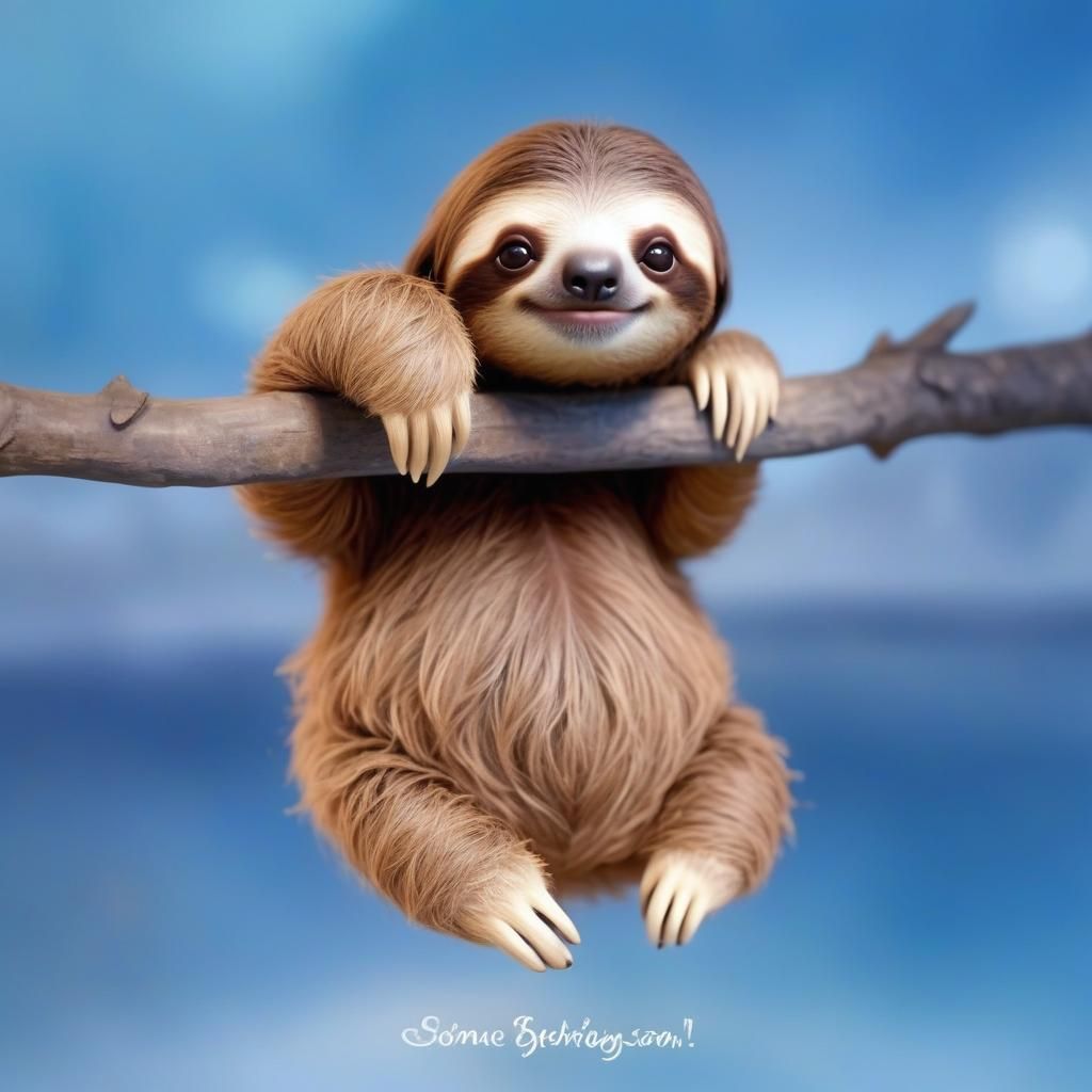 Cute Sloth Swinging in a Magical Jungle
