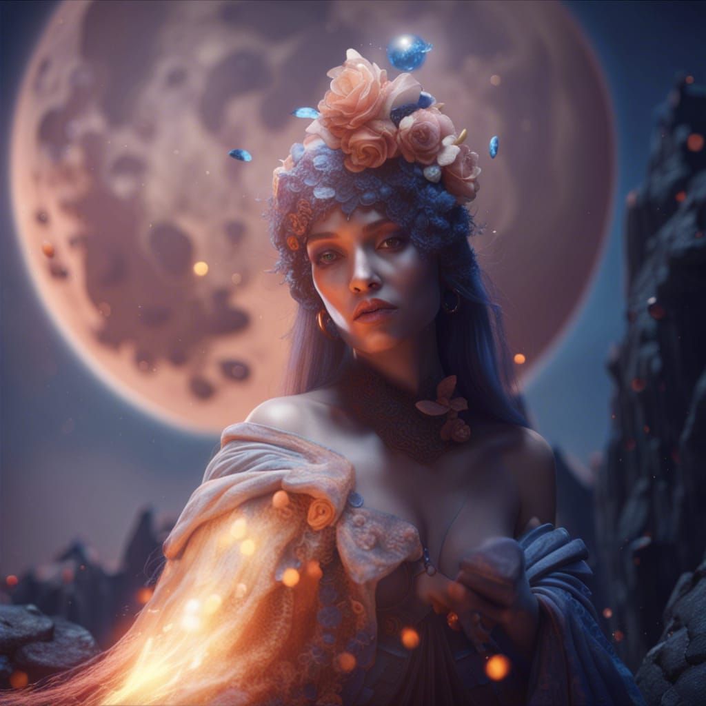 Realistic Blue Moon Landscape in Detailed Matte Painting