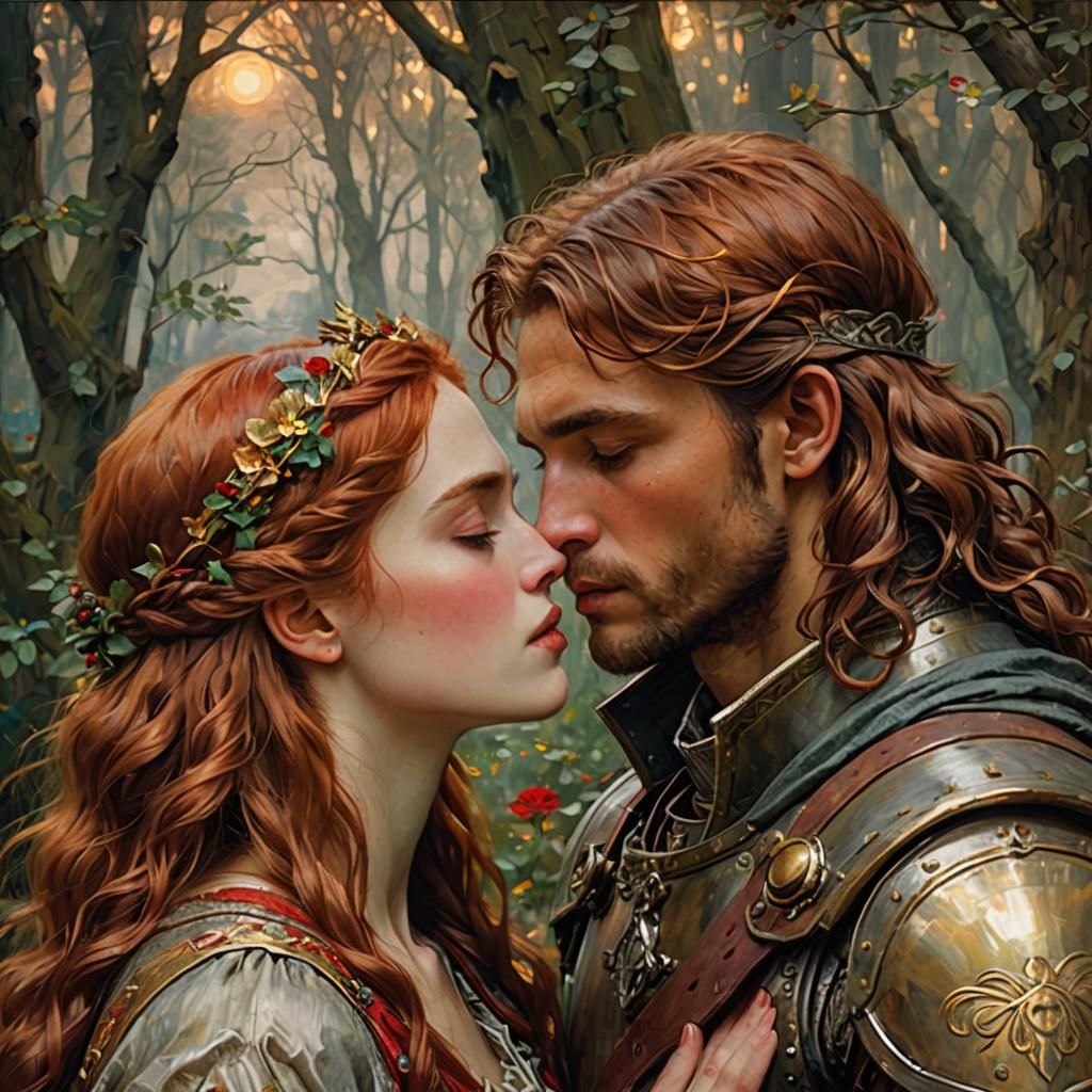 Siegfried and Brunhild Kiss in Romantic Realism