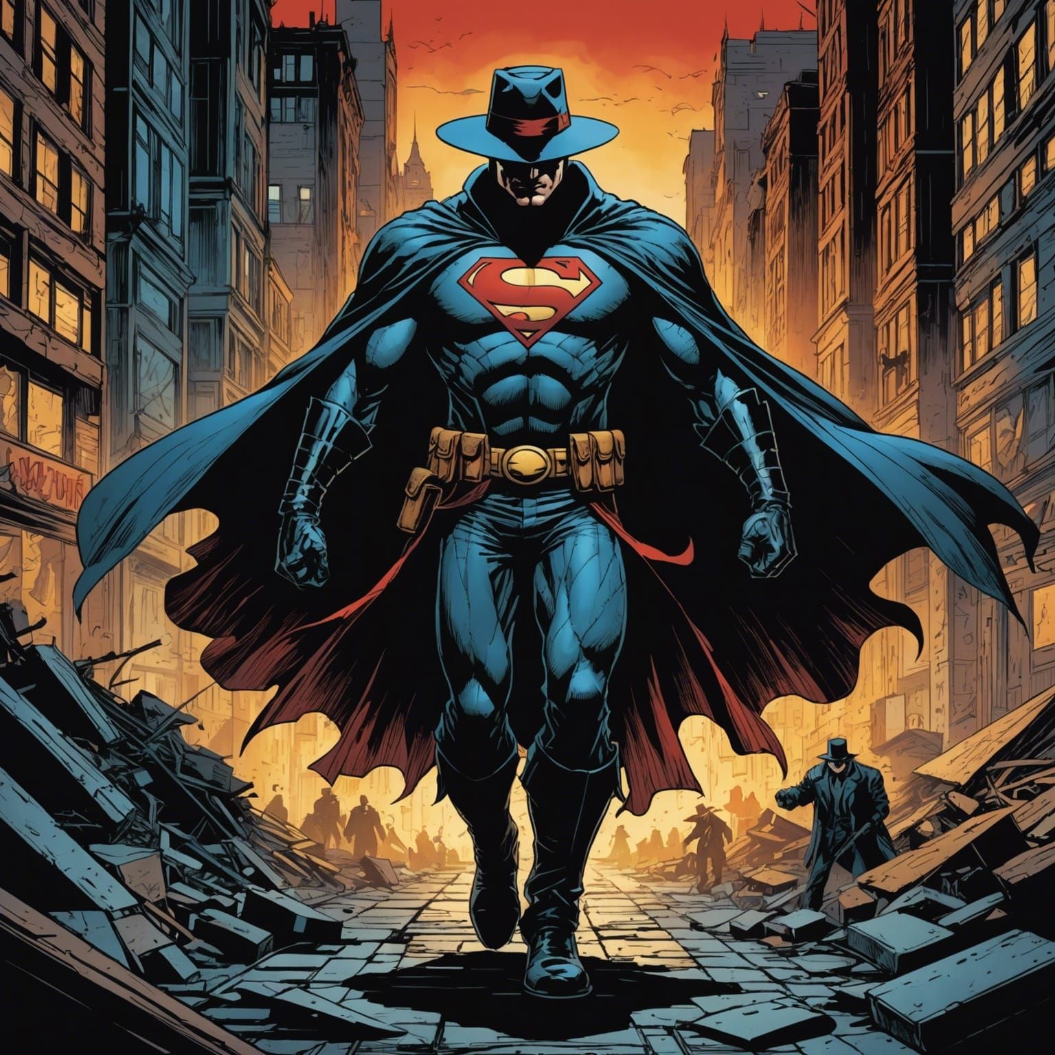 The Shadow in Comic Book Style Drawing