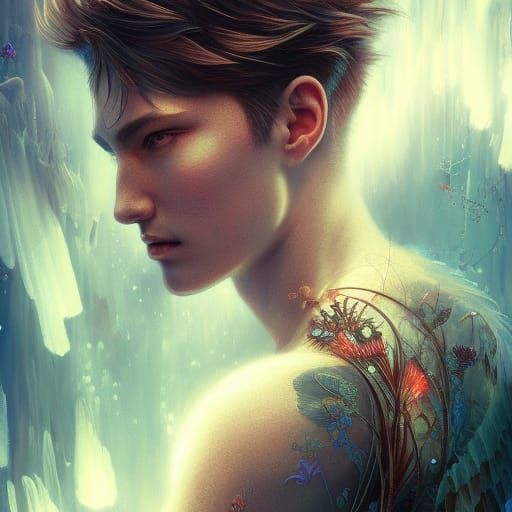 Radiant Young Man in Dreamy Digital Art