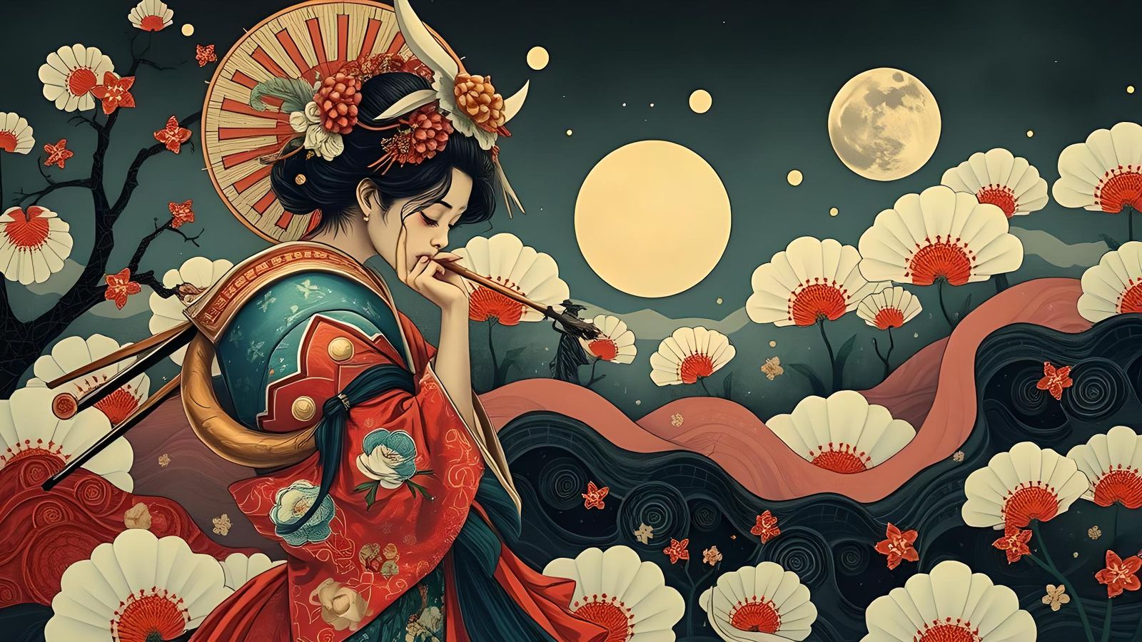 noble japanese woman smoking