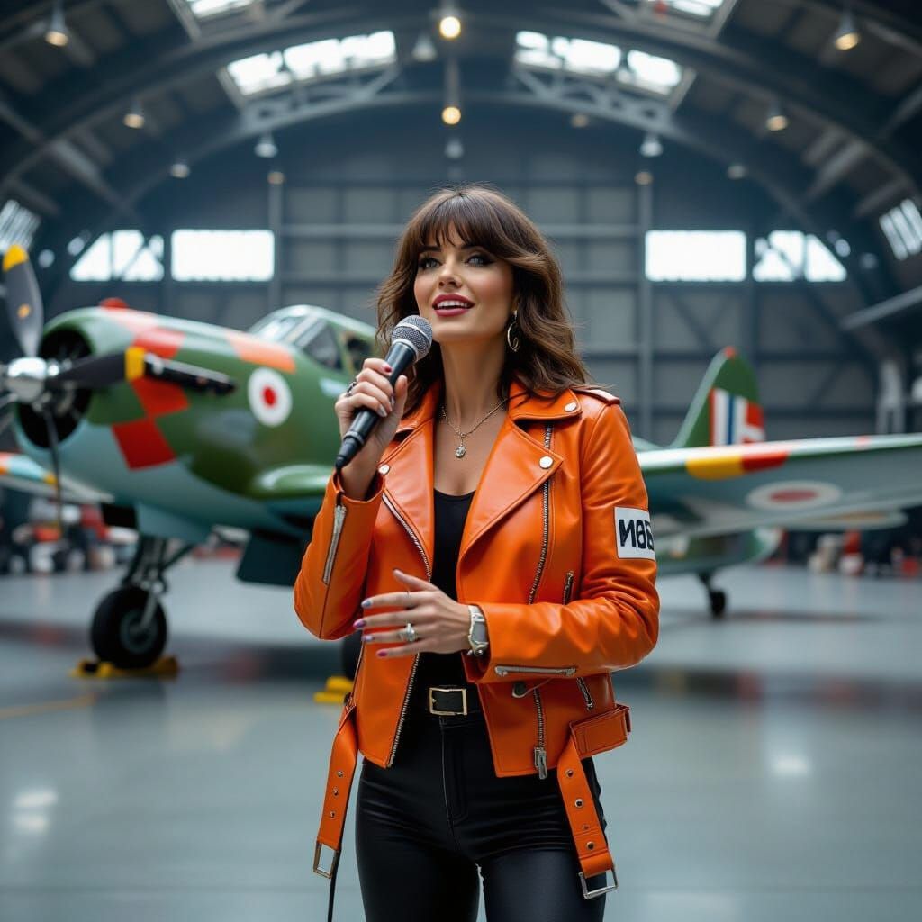 Nena Performs with WWI Aircraft, Syd Mead Style