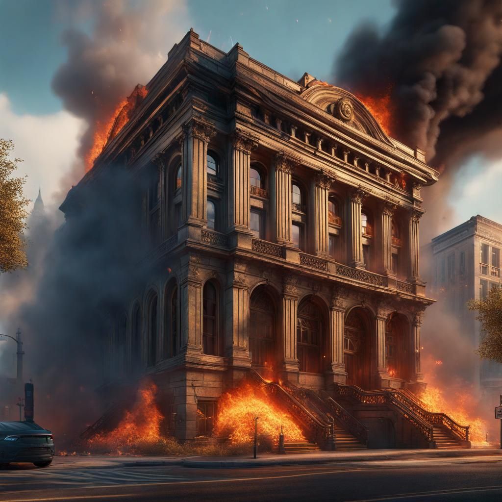 Bank on Fire: Detailed Matte Painting in Deep Color