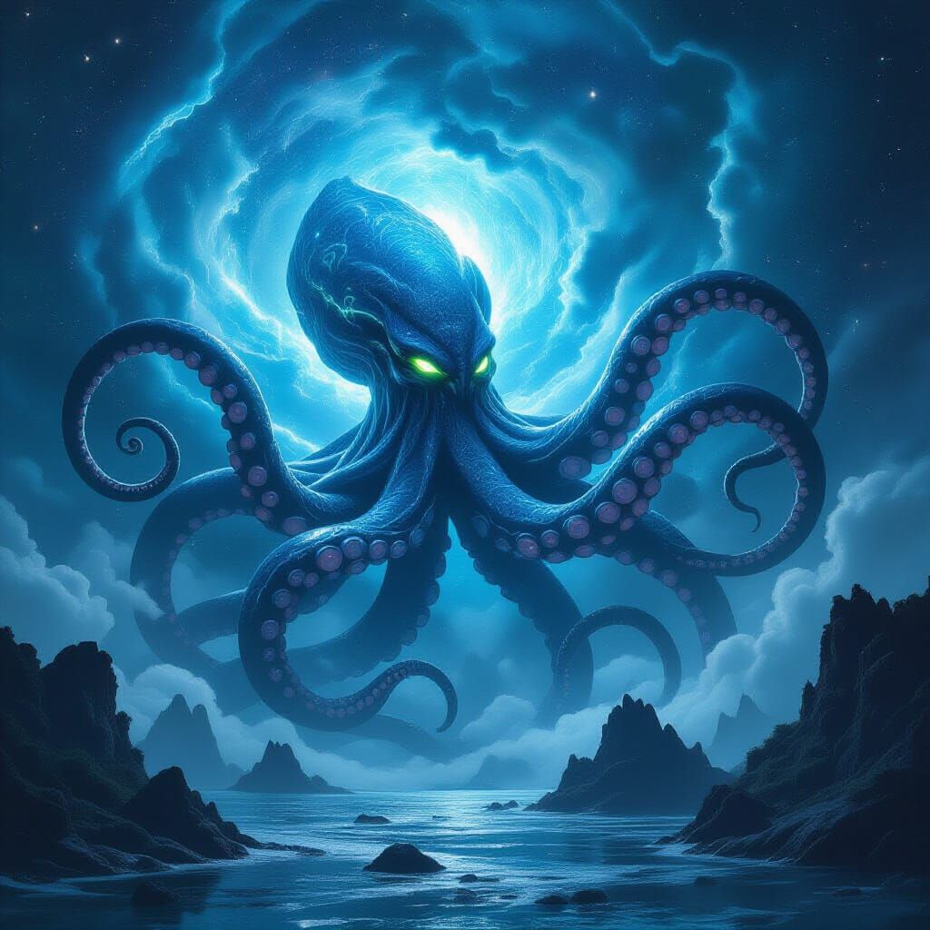 Cosmic Kraken Emerges From Nebula in Surreal Space Art