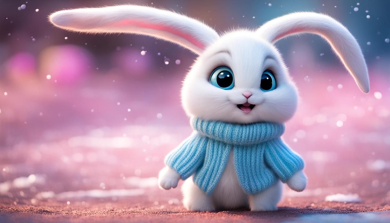 Pixar-Style Baby Rabbit Fairy in Spring Sunlight