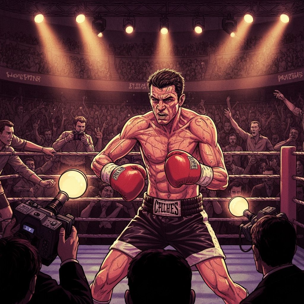 Boxer's Powerful Hook in Noir Arena Style