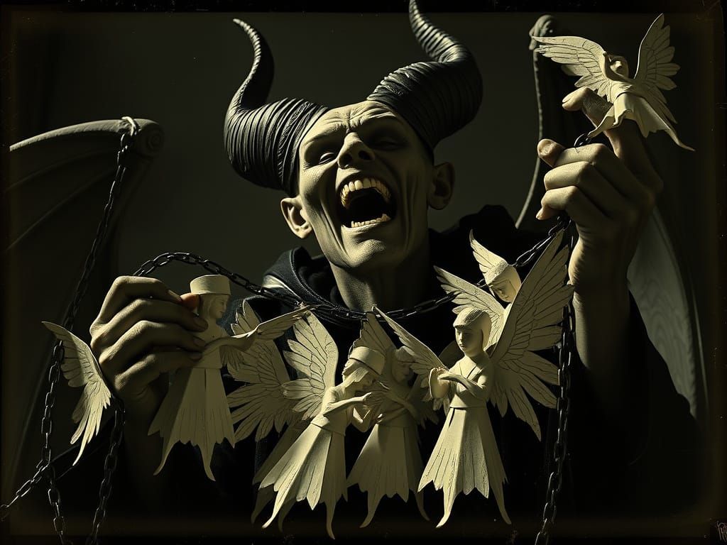 Satan Laughing with Angels: A Vintage Matte Painting