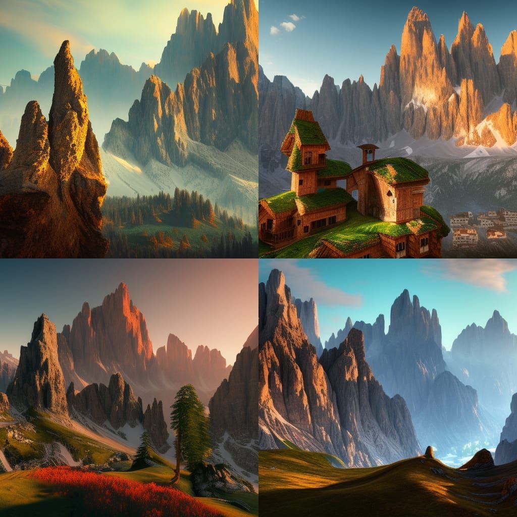 Fantastical Dolomites Landscape in Detailed Matte Painting