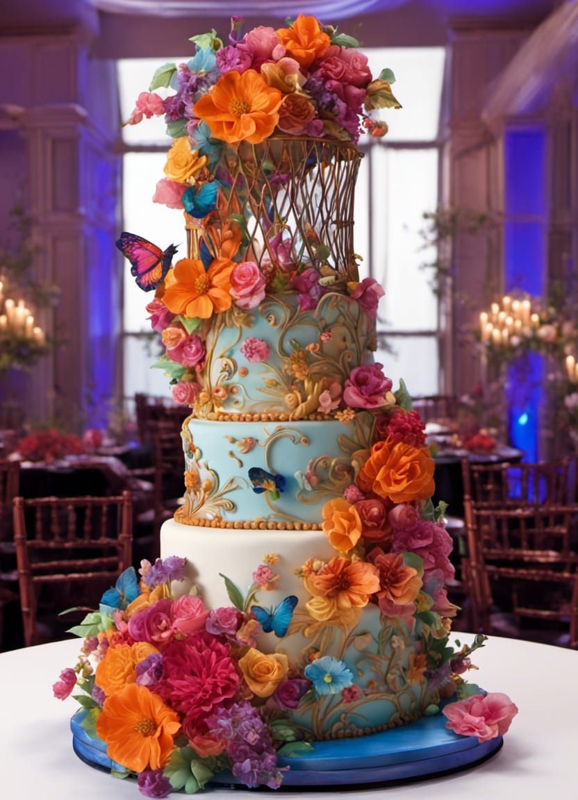 Extravagant Theatrical Wedding Cake in Baroque Style