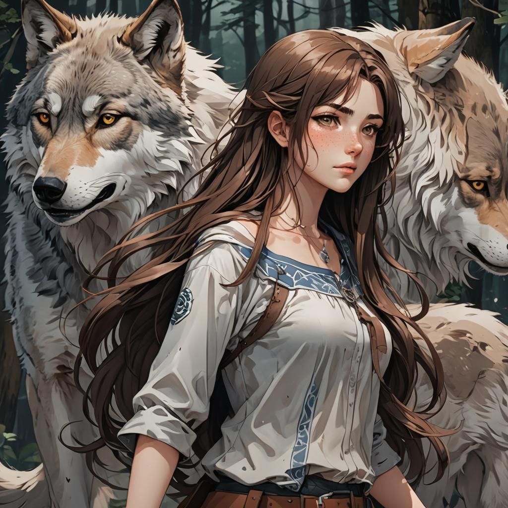Anime Style Gray Wolf Therian Girl