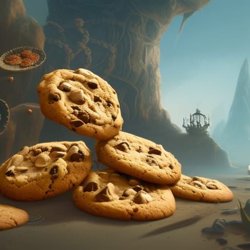 Detailed Cookies in a Matte Painting Style
