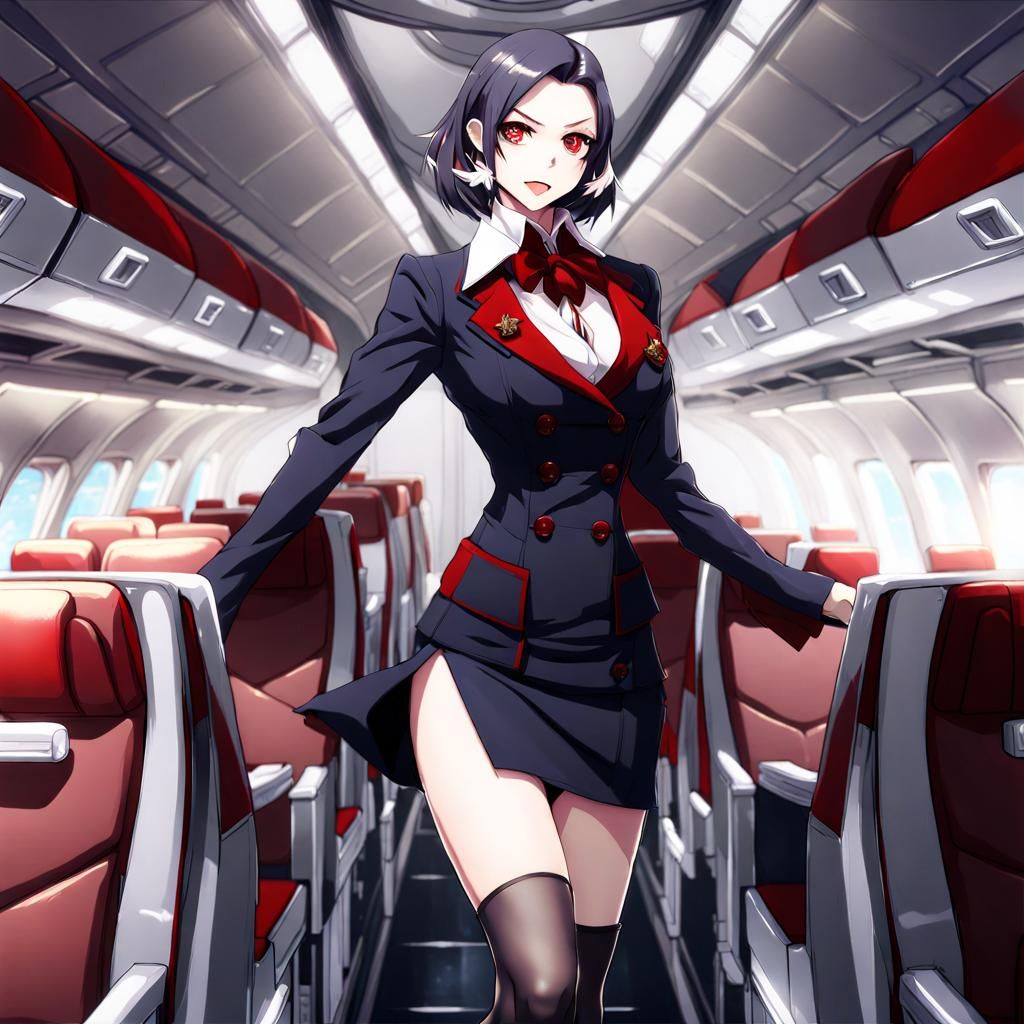Vampire Flight Attendant in Anime Manga Style