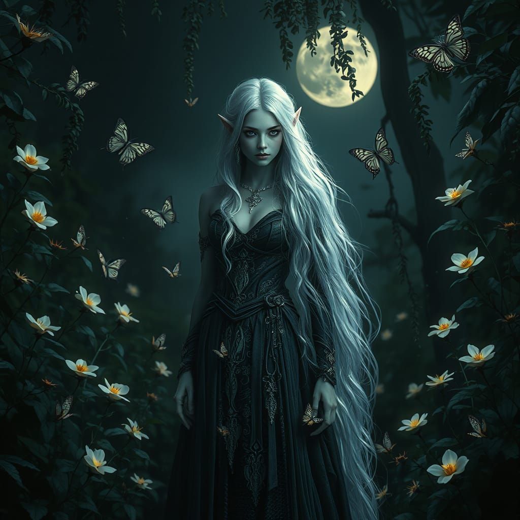 Mystical Elven Queen in Forgotten Garden