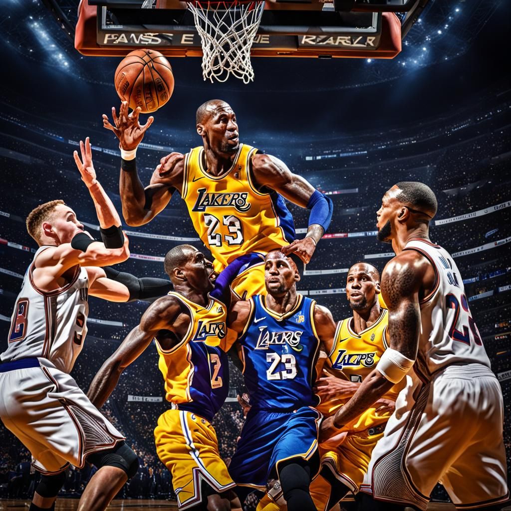 Basketball Legends Face Off: Hyperrealistic AI Art