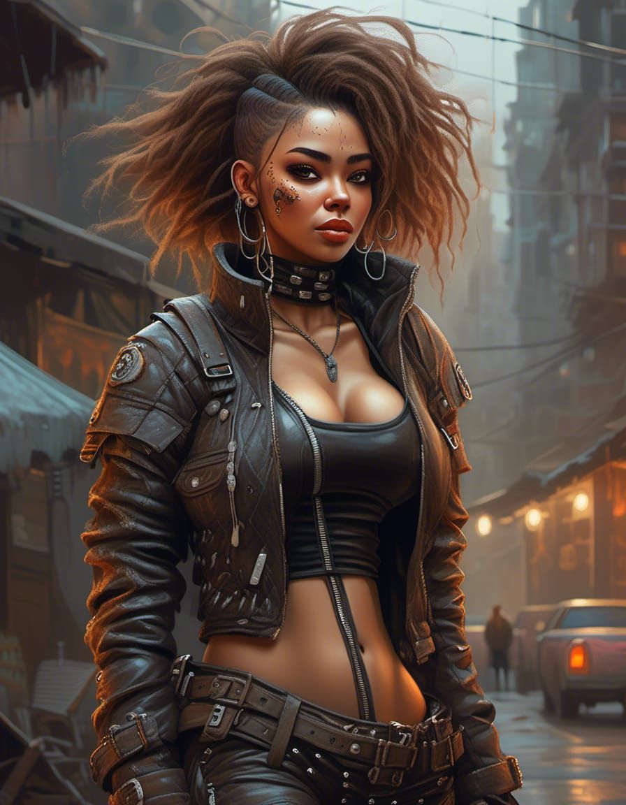 Post-Apocalyptic Woman Portrait in Airbrush Style