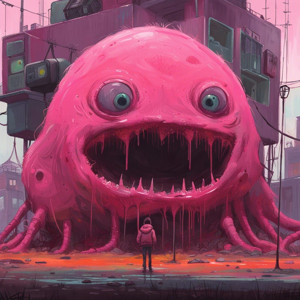 Hideous Pink Slime Monster Portrait