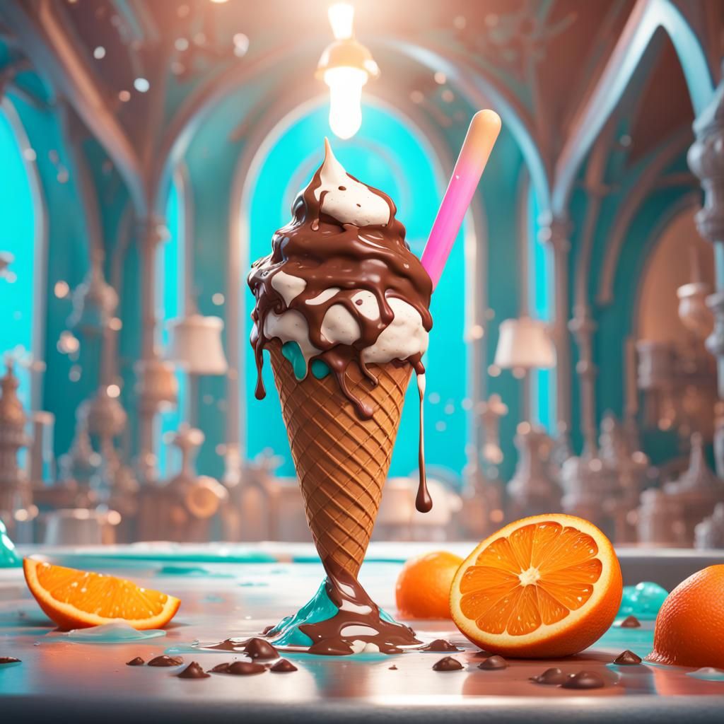 Milk Chocolate Ice Cream in Hyperdetailed Splash Art