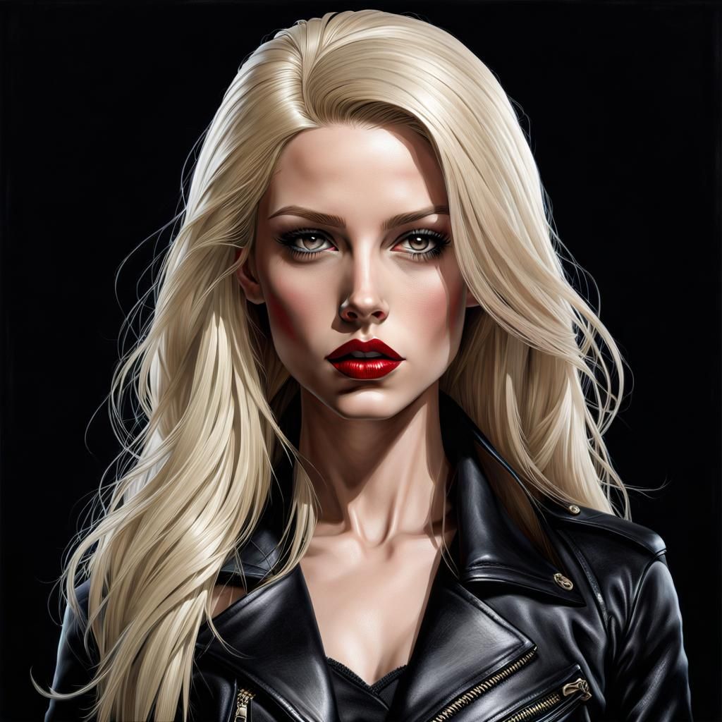 Gothic Teacher with Red Lips, Detailed Art