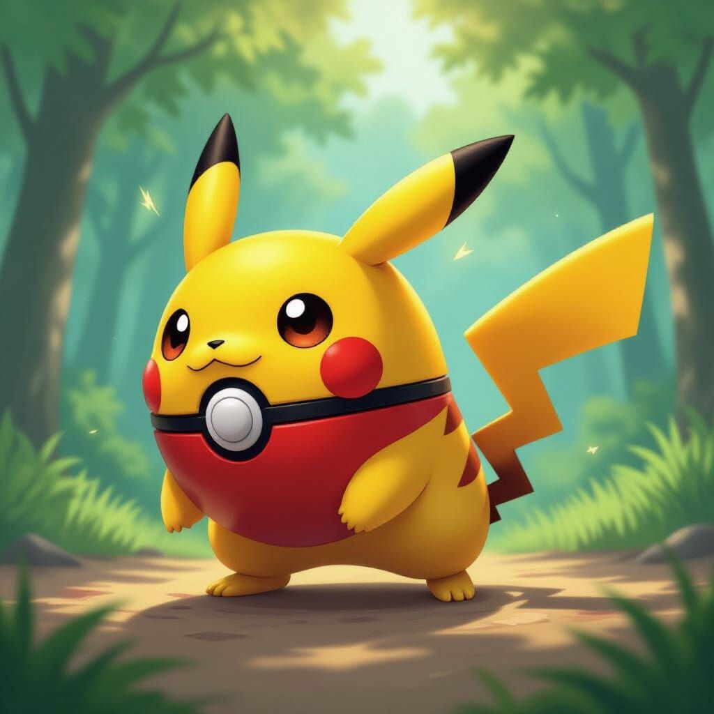 Pikachu-Inspired Poke Ball in Dynamic Battle Pose