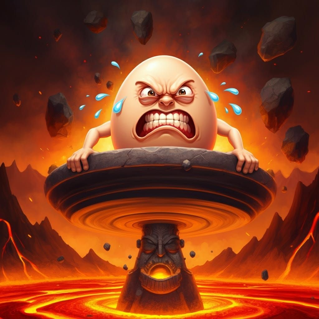 Furious Anthropomorphic Egg's Volcanic Sacrifice