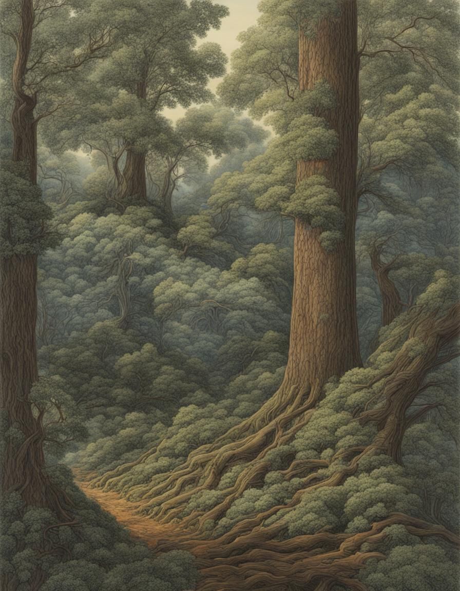 Blue Ridge Old-Growth Forest in Panoramic Painting