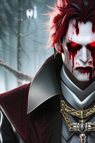 Bloody Vampire Family Portrait in Gothic Horror Style