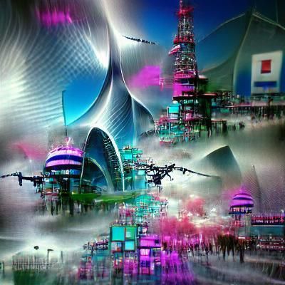 Futuristic Cyberpunk Cityscape: Abstract Digital Art
