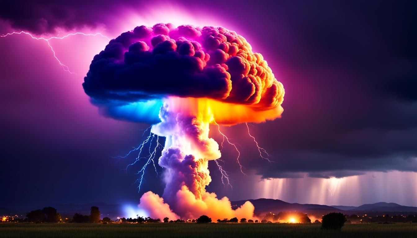 Hyperrealistic Nuclear Explosion with Rainbow Lightning in 8...