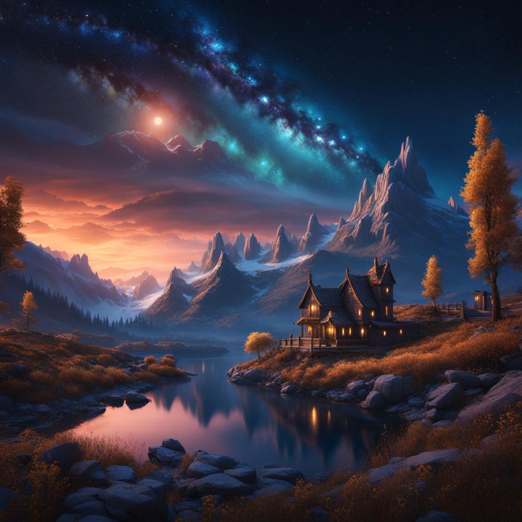 Starry Night Matte Painting in Deep Color