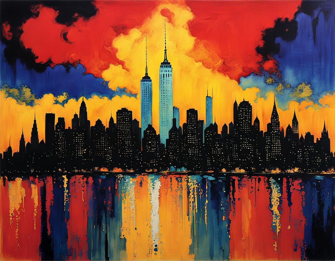 New York City Skyline in Expressionist Style