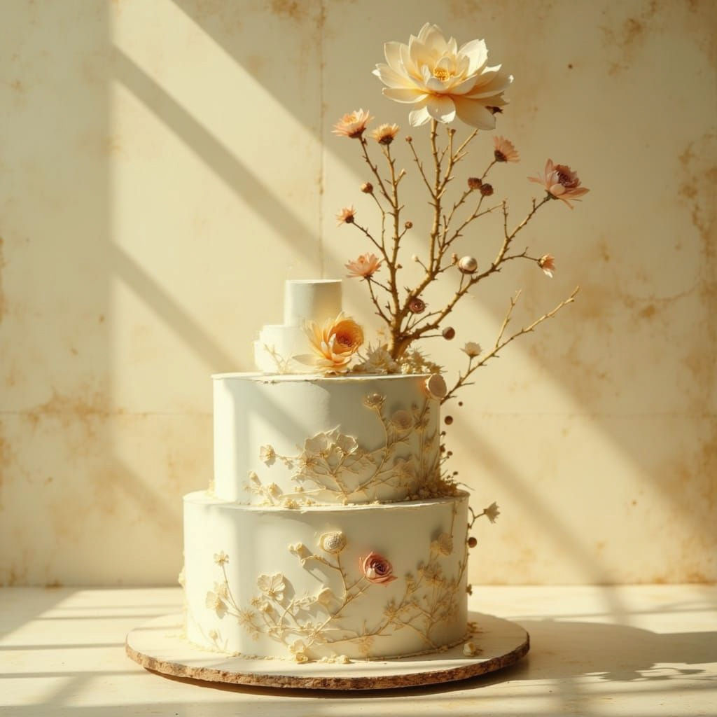 Cake with Flowery Stencil Design