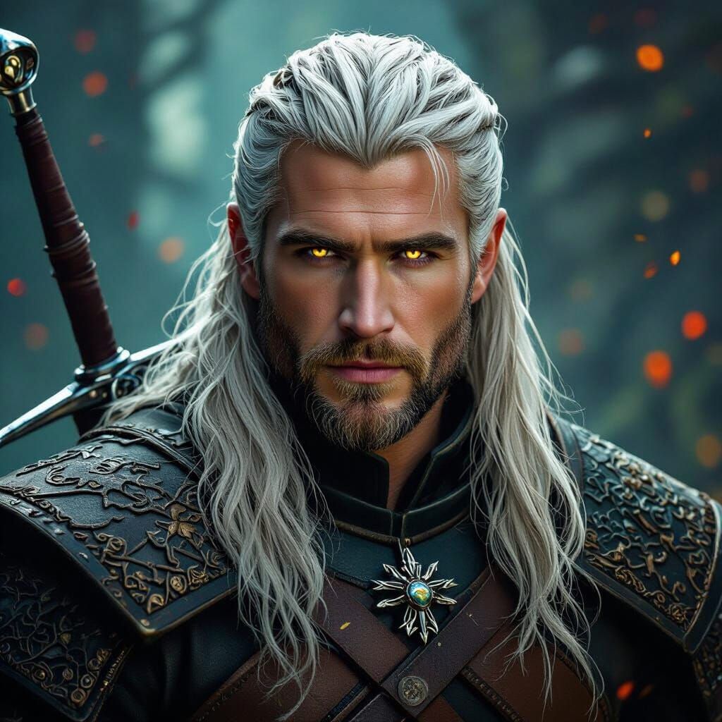 Fantasy Warrior with White Hair in Detailed Matte Painting