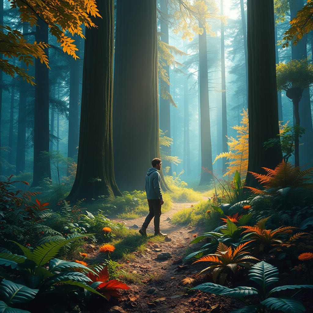 Majestic Forest Landscape in Hyperrealistic Style