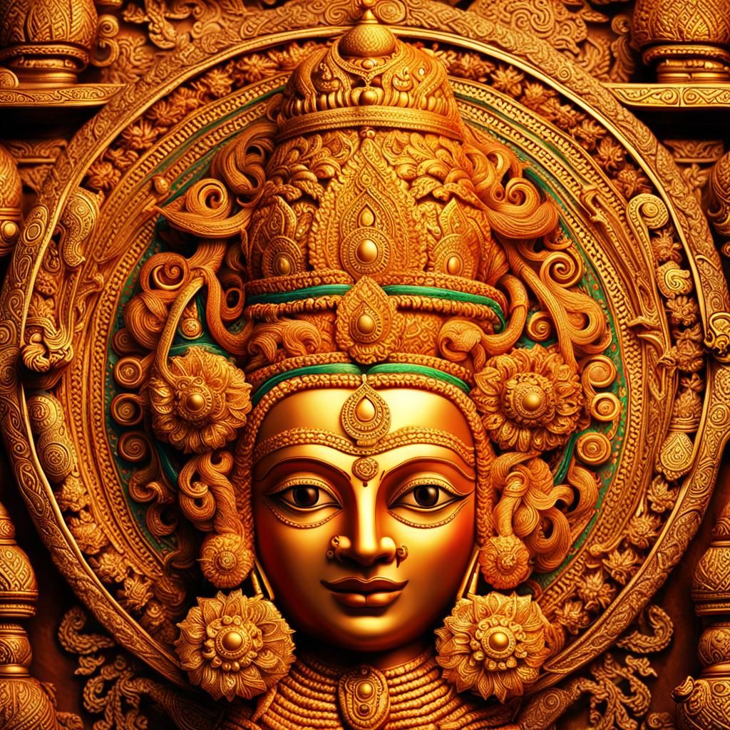 Majestic Indian Goddess Portrait in Ornate Temple