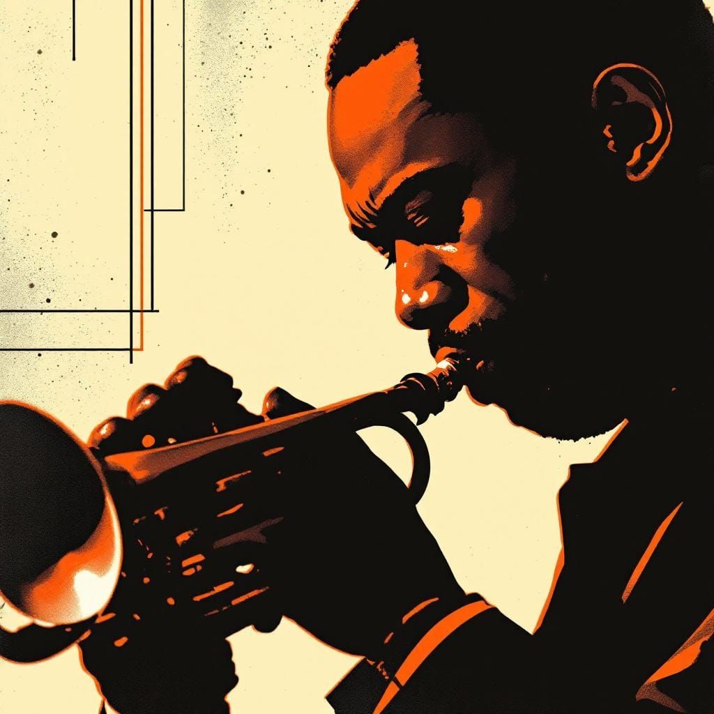 Jazz Musician with Trumpet in Reid Miles Style
