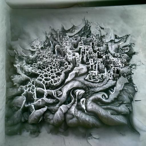 Detailed Fantasy Map in Charcoal Style