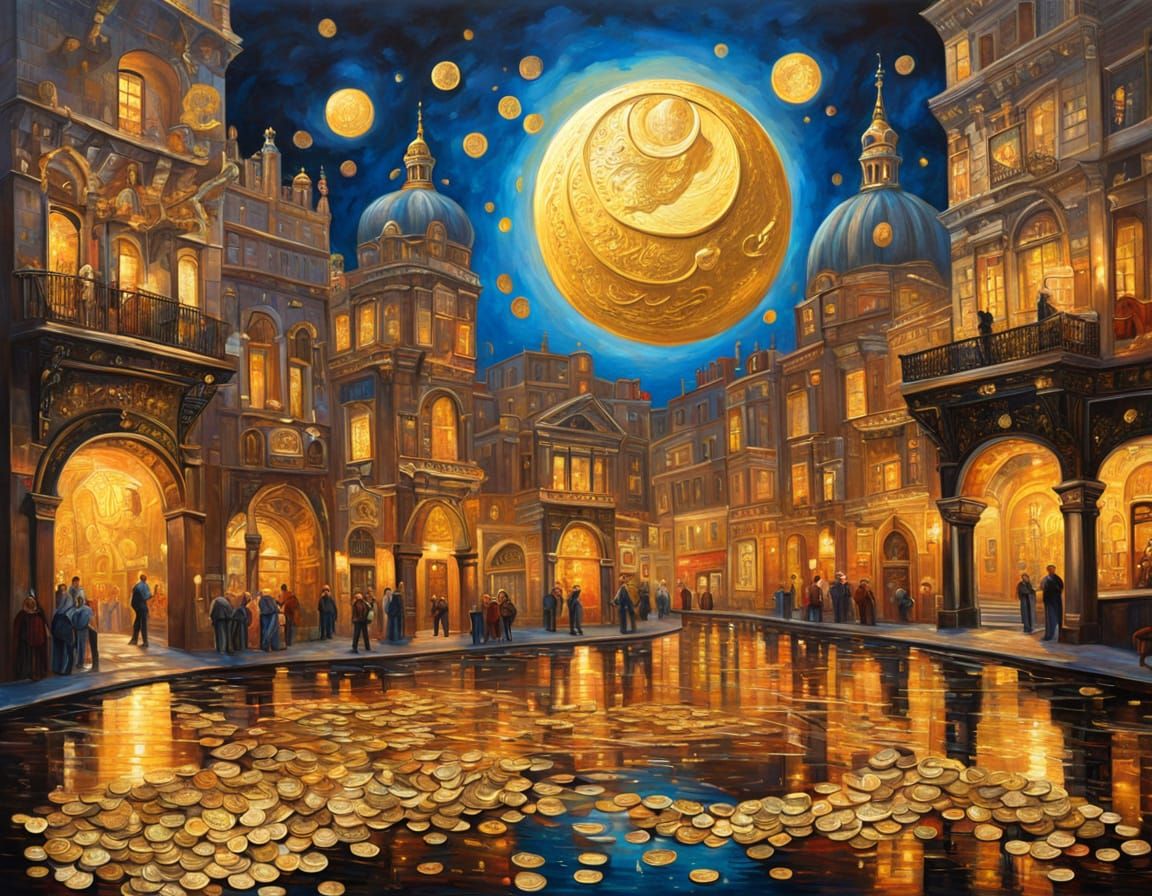 Baroque Cityscape Under Golden Moon