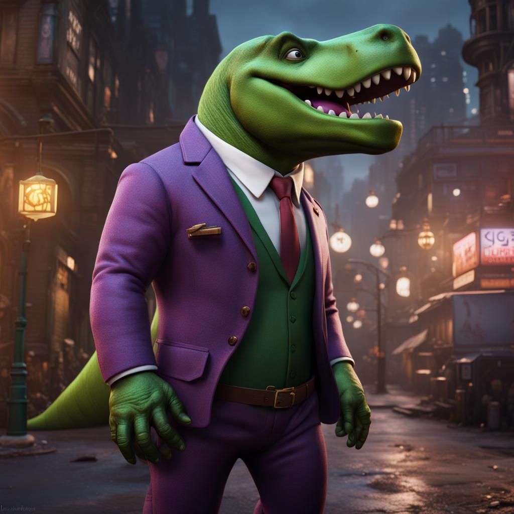 Barney the Dinosaur Unzipping Suit: Detailed Matte Painting