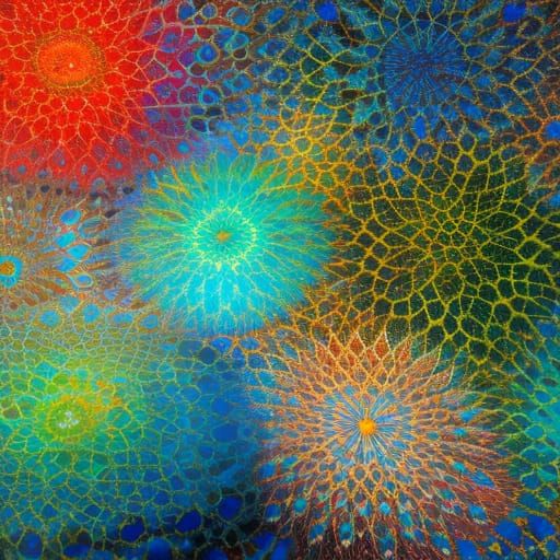 Abstract Surrealist Jewels in Deep Triadic Colors