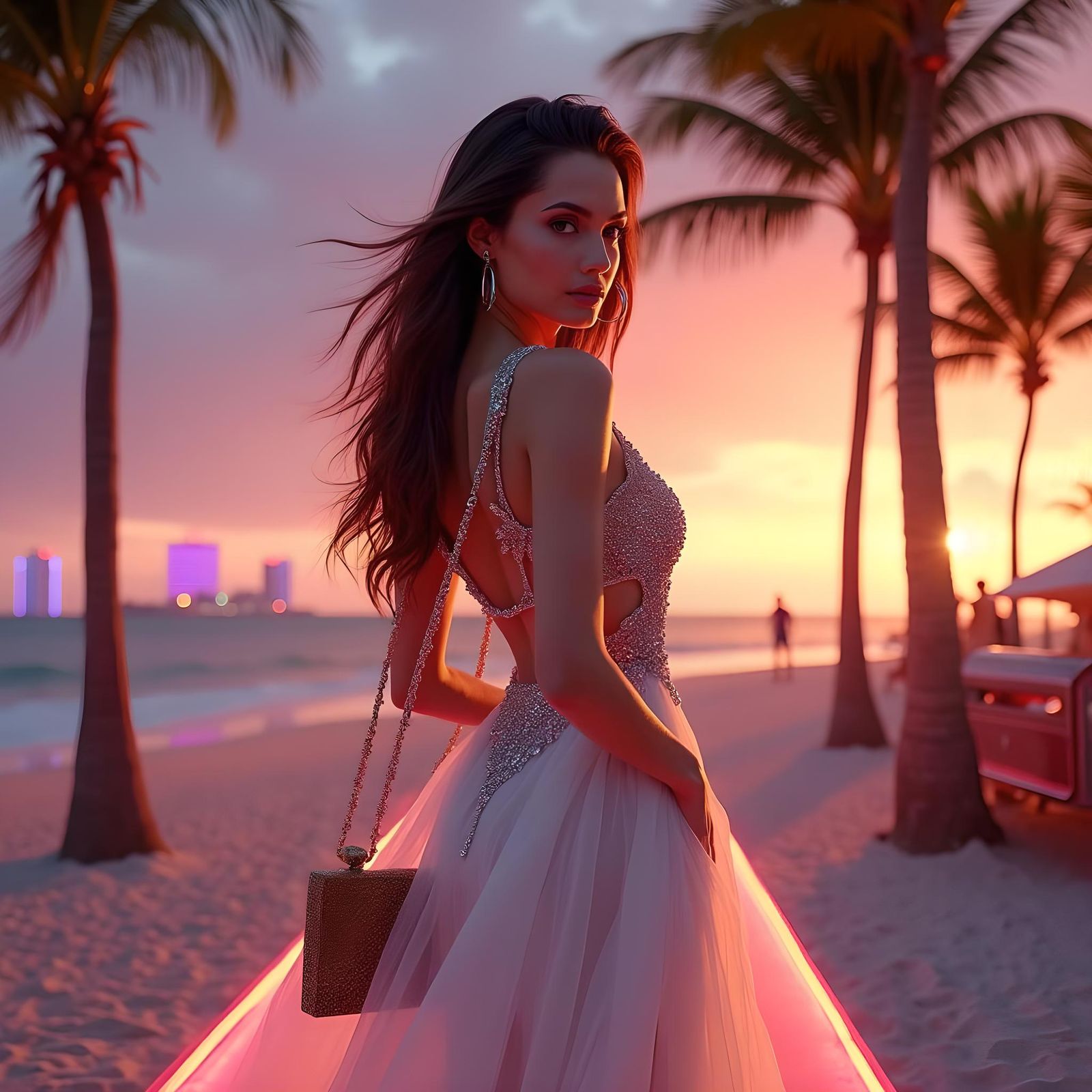 Angelina Jolie Portrait at Miami Beach Party