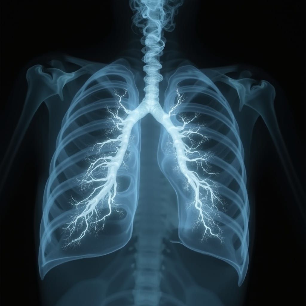 X-Ray of Smoldering Lungs in Haunting Anatomical Detail