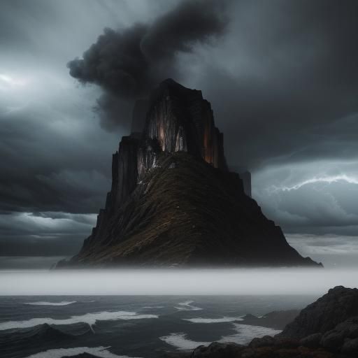 Dramatic Stormscape with Golden Sunbeam, Hyperrealistic Styl...