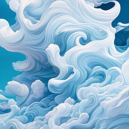 Monochromatic Cloudscape in Gouache Style