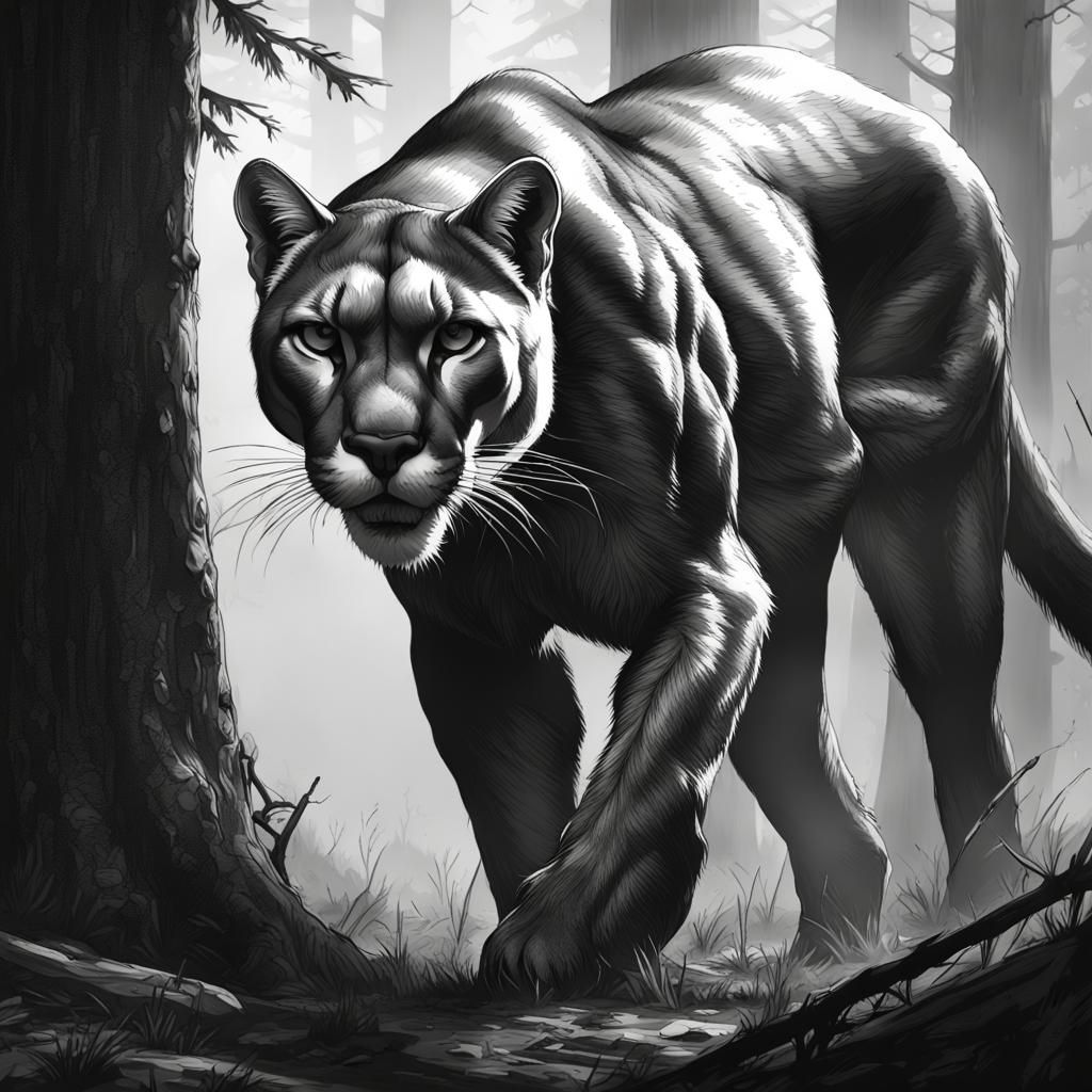 Cougar Portrait in Dark Fantasy Style