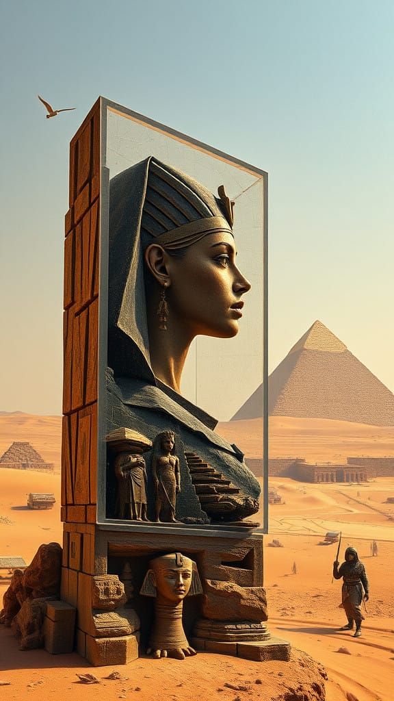 Ancient Egyptian Goddess in Modern Minecraft Monolith